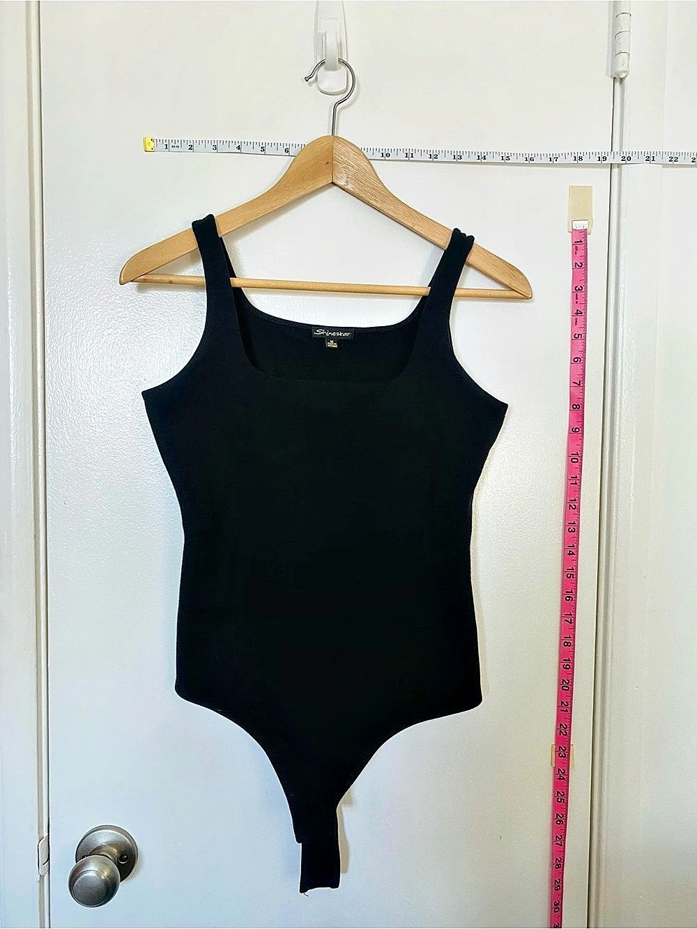 Shinestar Square Neck Tank Bodysuit Black Medium Like New